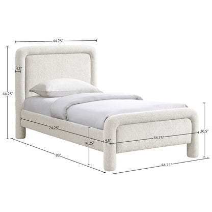 Baylor Cream Fabric With Interwoven Chenille Upholstered Twin Bed