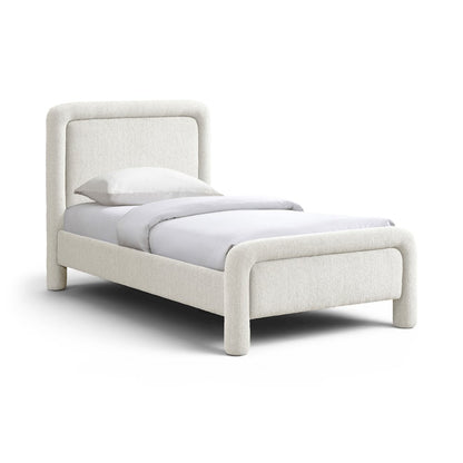 Baylor Cream Fabric With Interwoven Chenille Upholstered Twin Bed