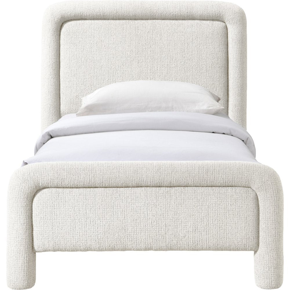 Baylor Cream Fabric With Interwoven Chenille Upholstered Twin Bed