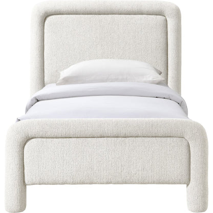 Baylor Cream Fabric With Interwoven Chenille Upholstered Twin Bed