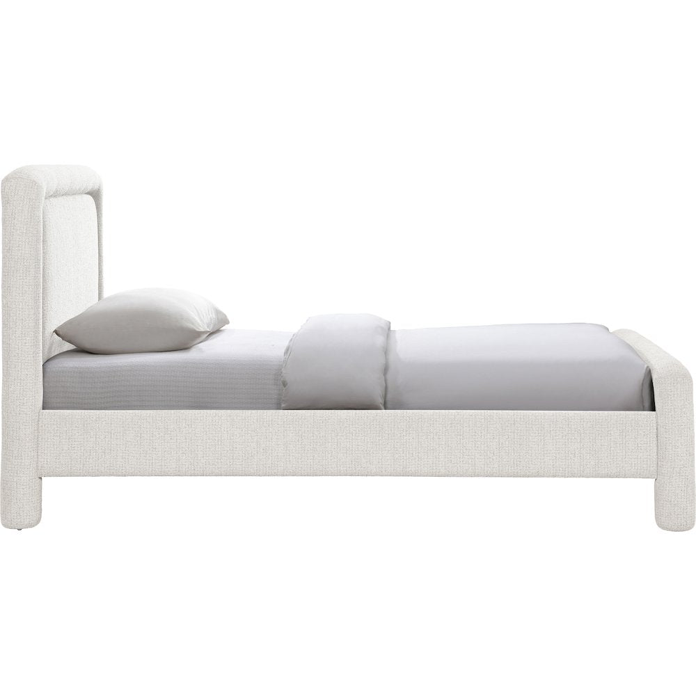 Baylor Cream Fabric With Interwoven Chenille Upholstered Twin Bed