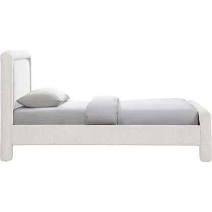 Baylor Cream Fabric With Interwoven Chenille Upholstered Twin Bed