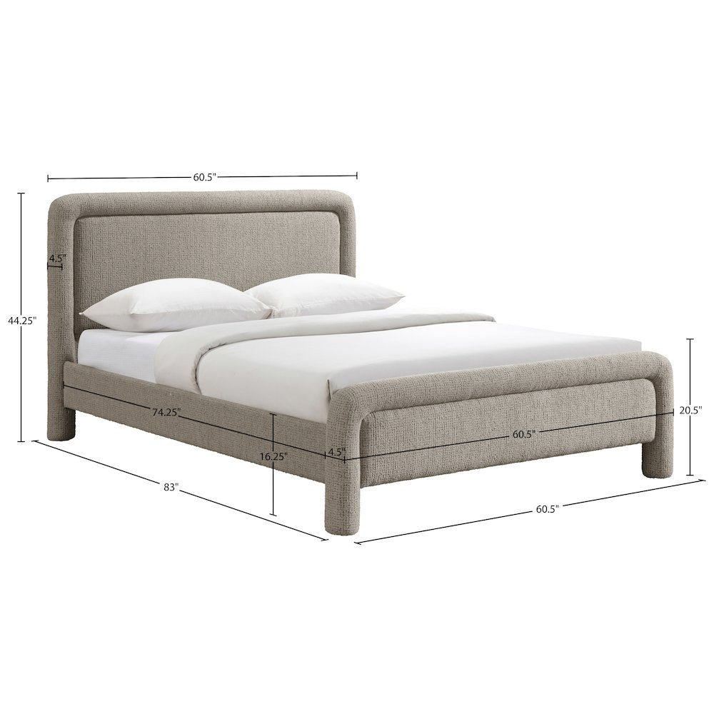 Baylor Taupe Fabric With Interwoven Chenille Upholstered Full Bed