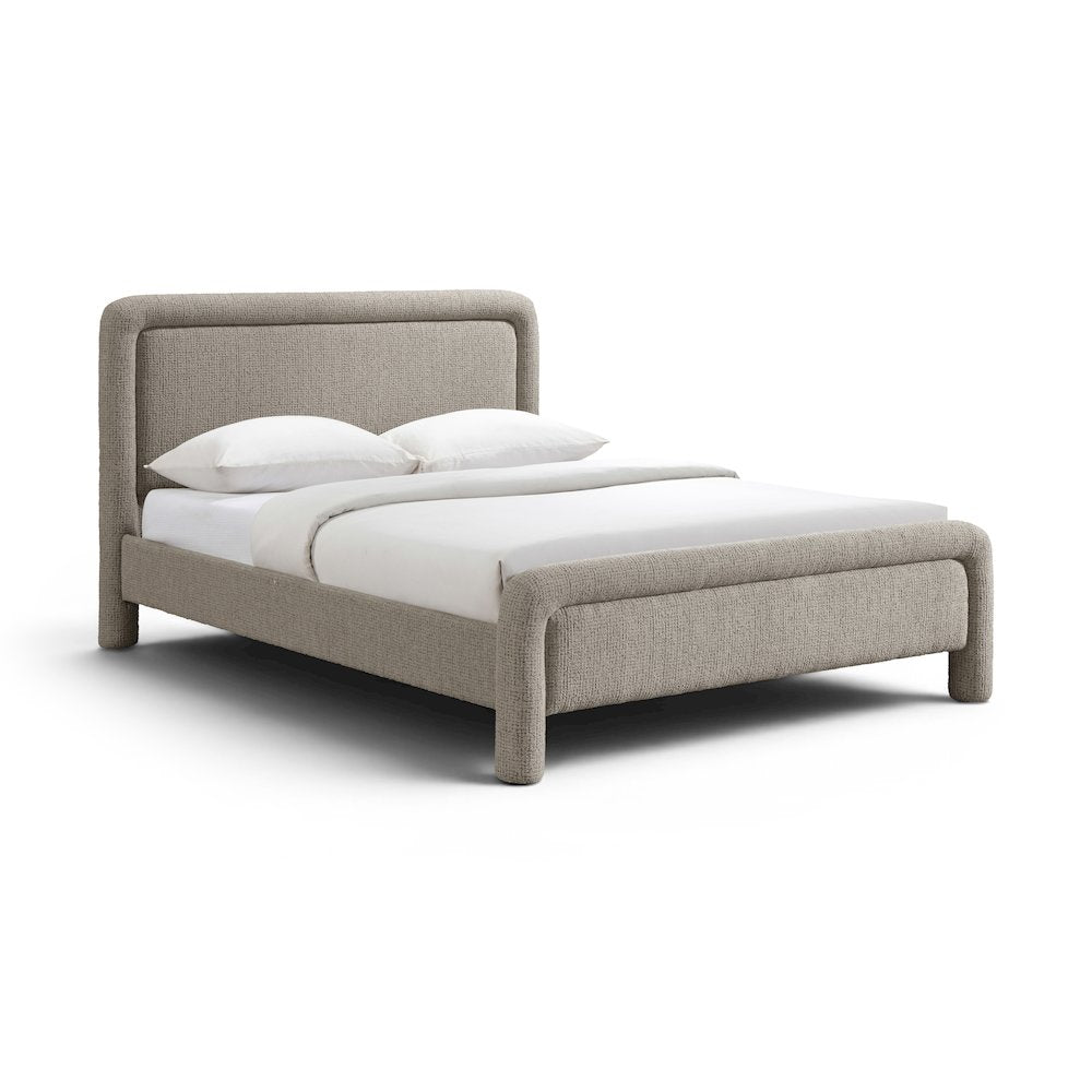 Baylor Taupe Fabric With Interwoven Chenille Upholstered Full Bed