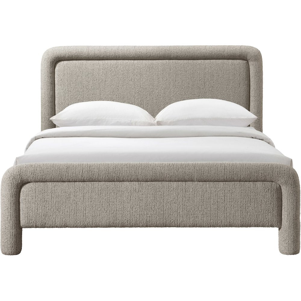 Baylor Taupe Fabric With Interwoven Chenille Upholstered King Bed