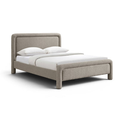 Baylor Taupe Fabric With Interwoven Chenille Upholstered Queen Bed