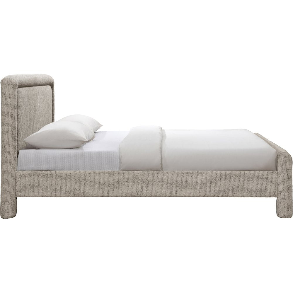 Baylor Taupe Fabric With Interwoven Chenille Upholstered Queen Bed