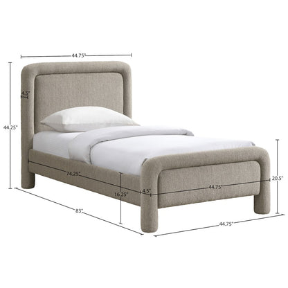 Baylor Taupe Fabric With Interwoven Chenille Upholstered Twin Bed