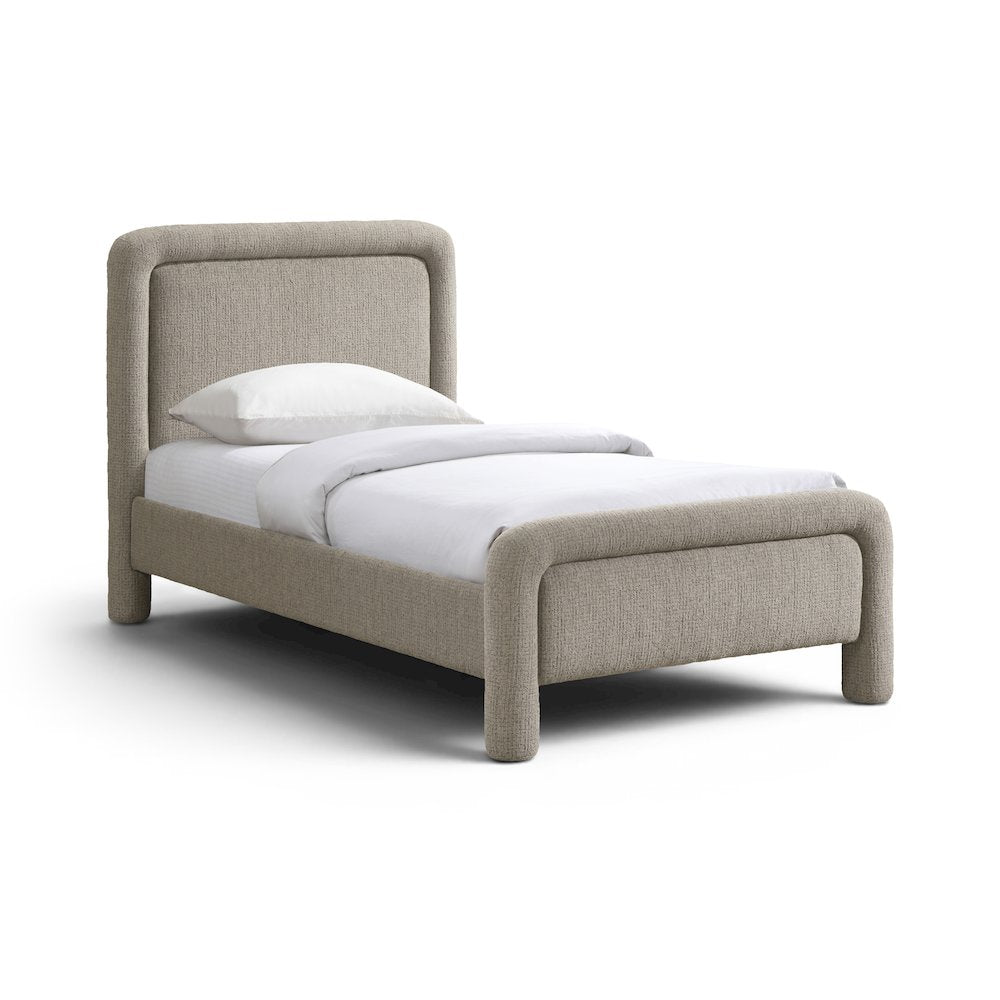 Baylor Taupe Fabric With Interwoven Chenille Upholstered Twin Bed