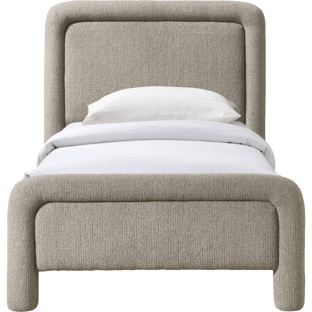 Baylor Taupe Fabric With Interwoven Chenille Upholstered Twin Bed