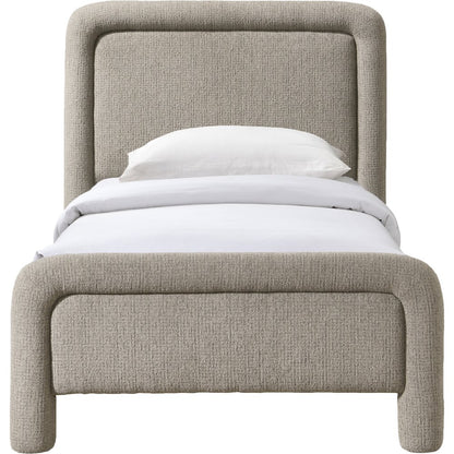 Baylor Taupe Fabric With Interwoven Chenille Upholstered Twin Bed