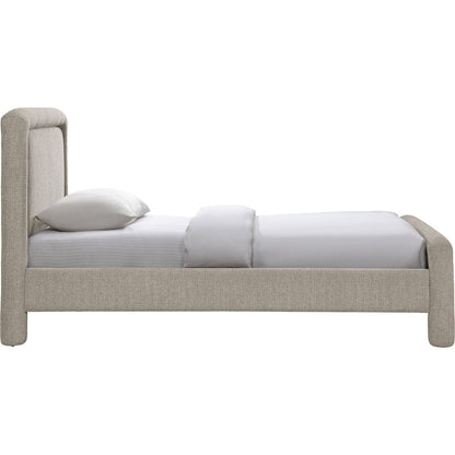 Baylor Taupe Fabric With Interwoven Chenille Upholstered Twin Bed