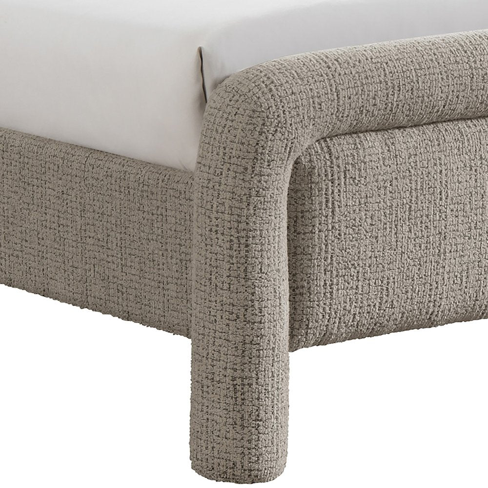 Baylor Taupe Fabric With Interwoven Chenille Upholstered Twin Bed