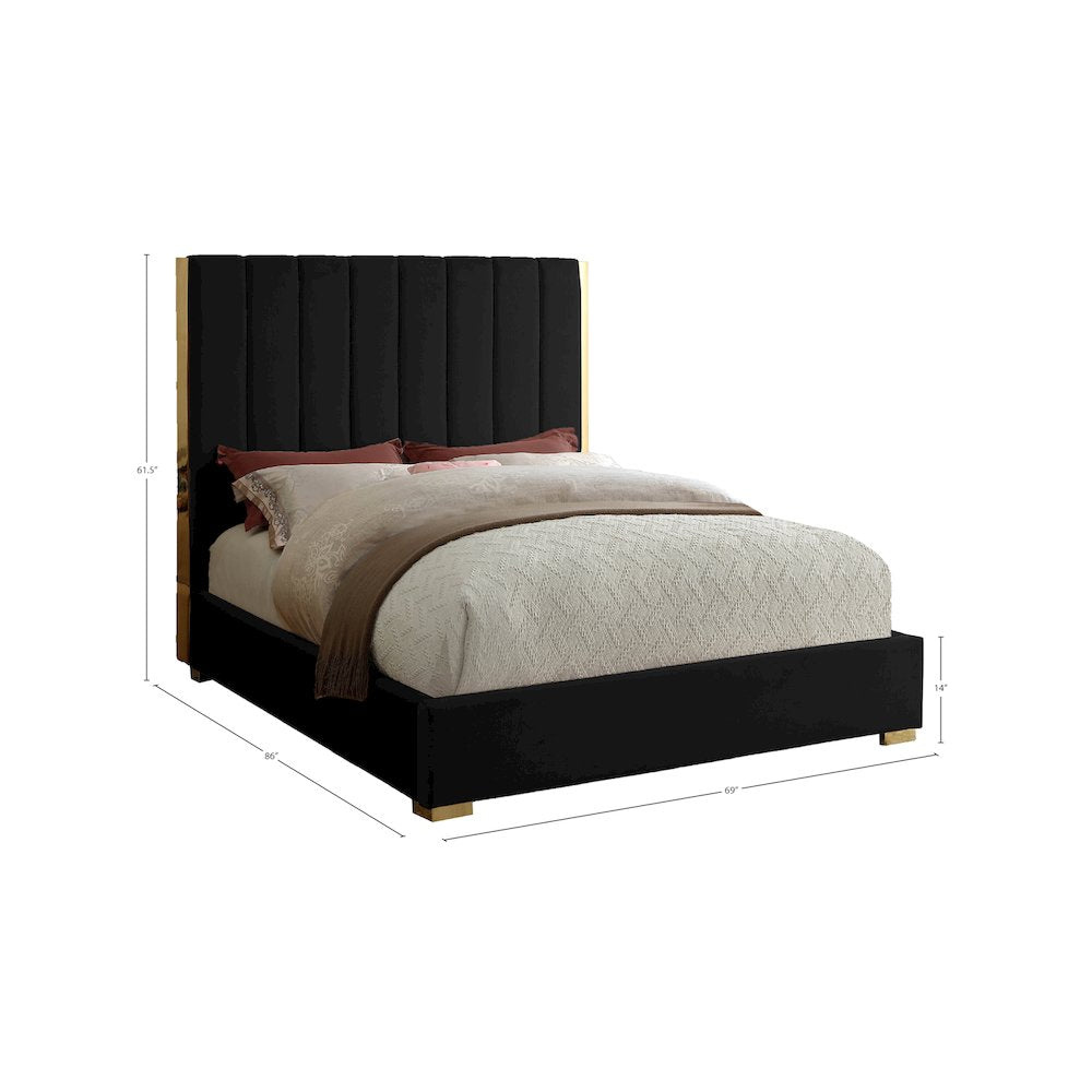 Becca Black Velvet Queen Bed