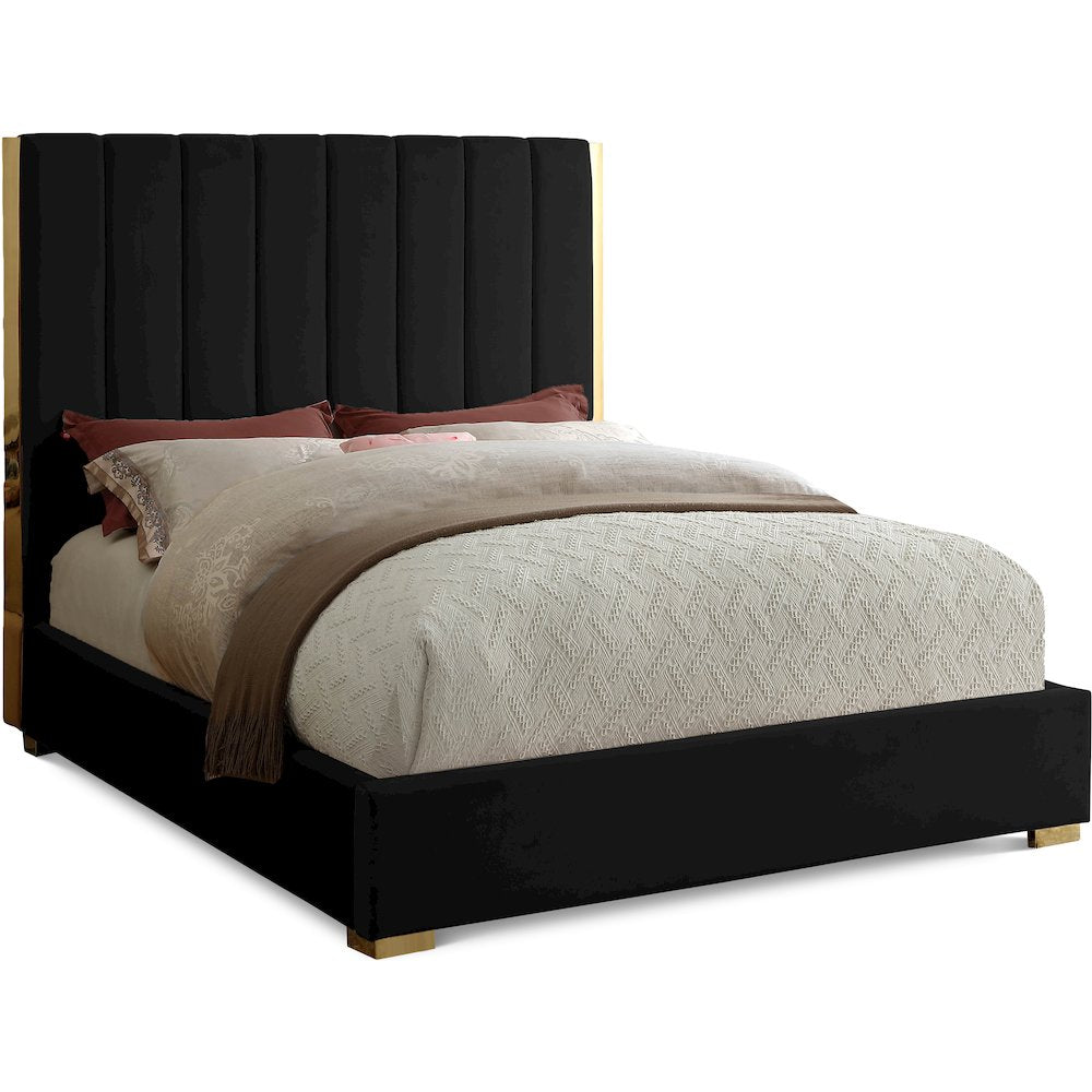 Becca Black Velvet Queen Bed
