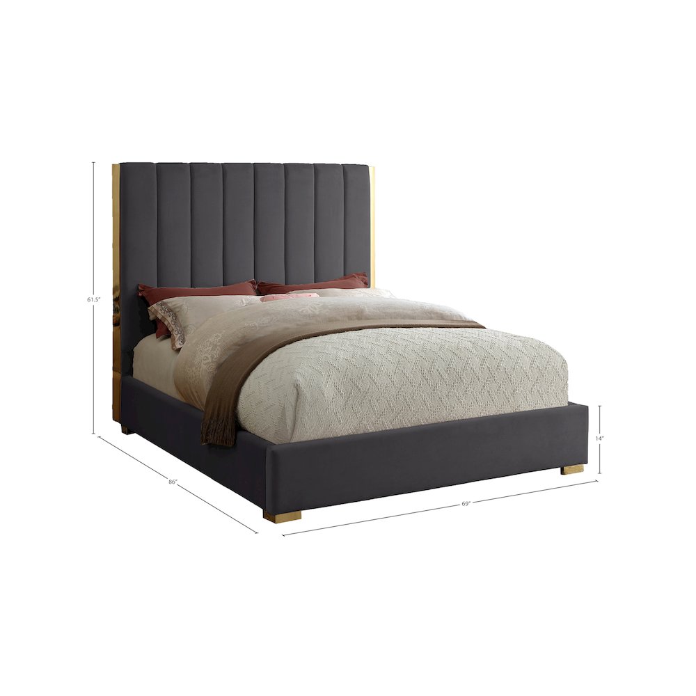 Becca Grey Velvet Queen Bed