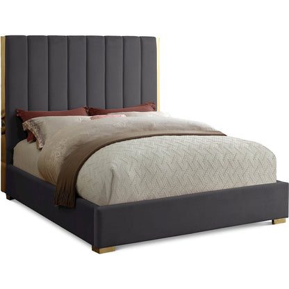 Becca Grey Velvet Queen Bed