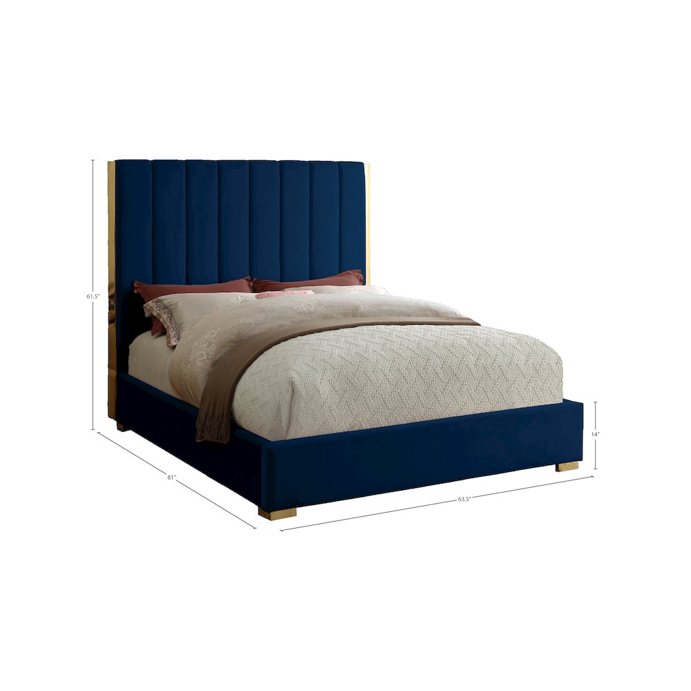 Becca Navy Velvet Full Bed