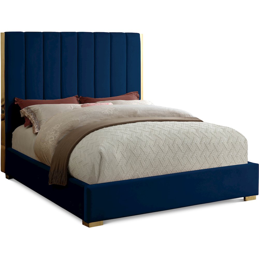 Becca Navy Velvet Full Bed
