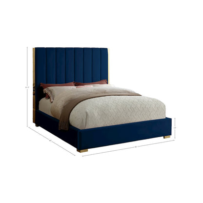 Becca Navy Velvet King Bed