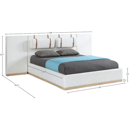 Bennet Cream Linen Textured Fabric Upholstered Full Bed