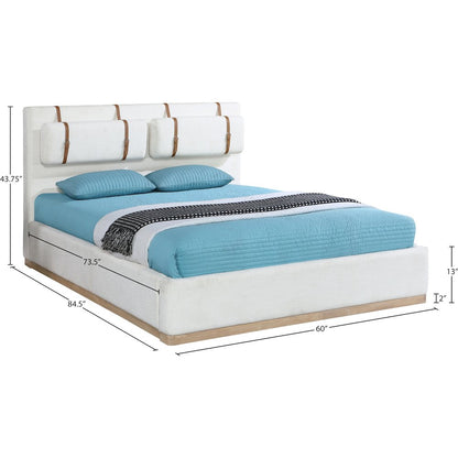 Bennet Cream Linen Textured Fabric Upholstered Full Bed