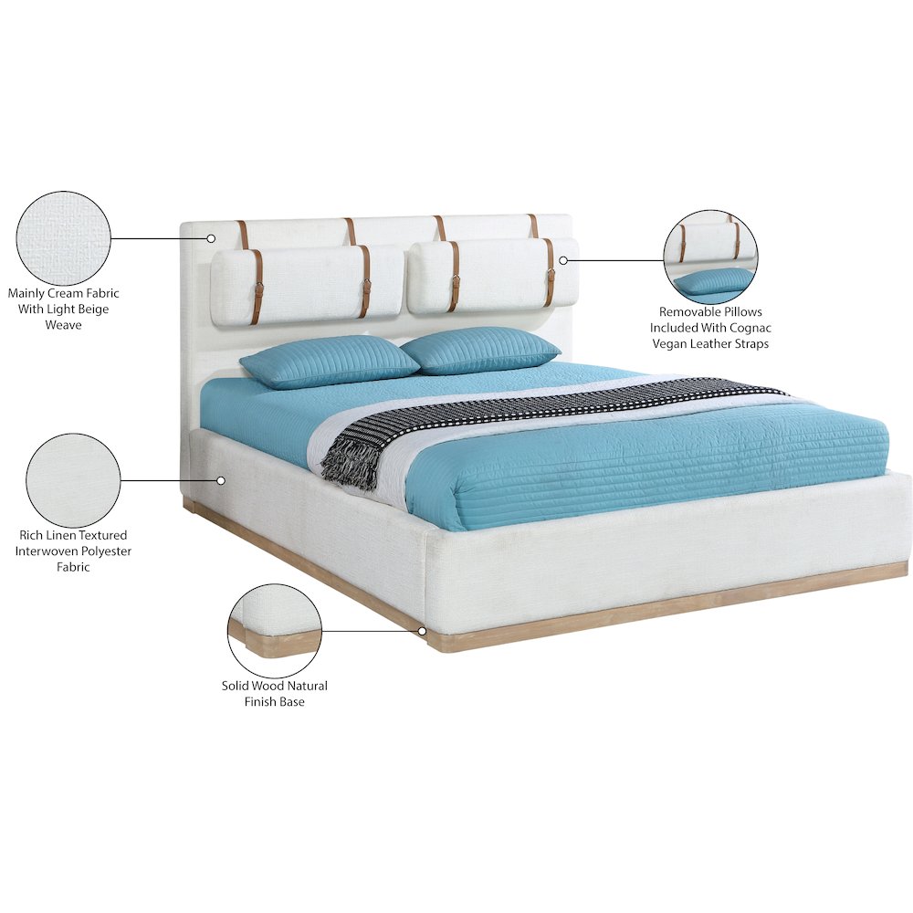 Bennet Cream Linen Textured Fabric Upholstered Full Bed