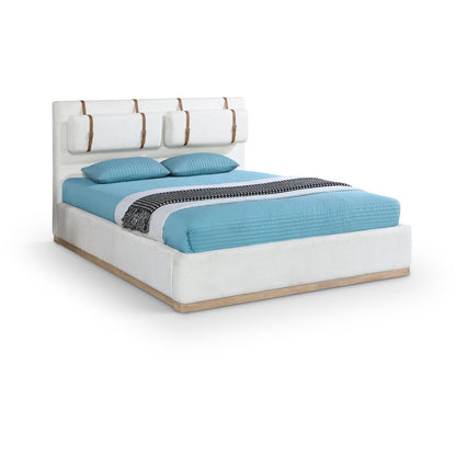 Bennet Cream Linen Textured Fabric Upholstered Full Bed