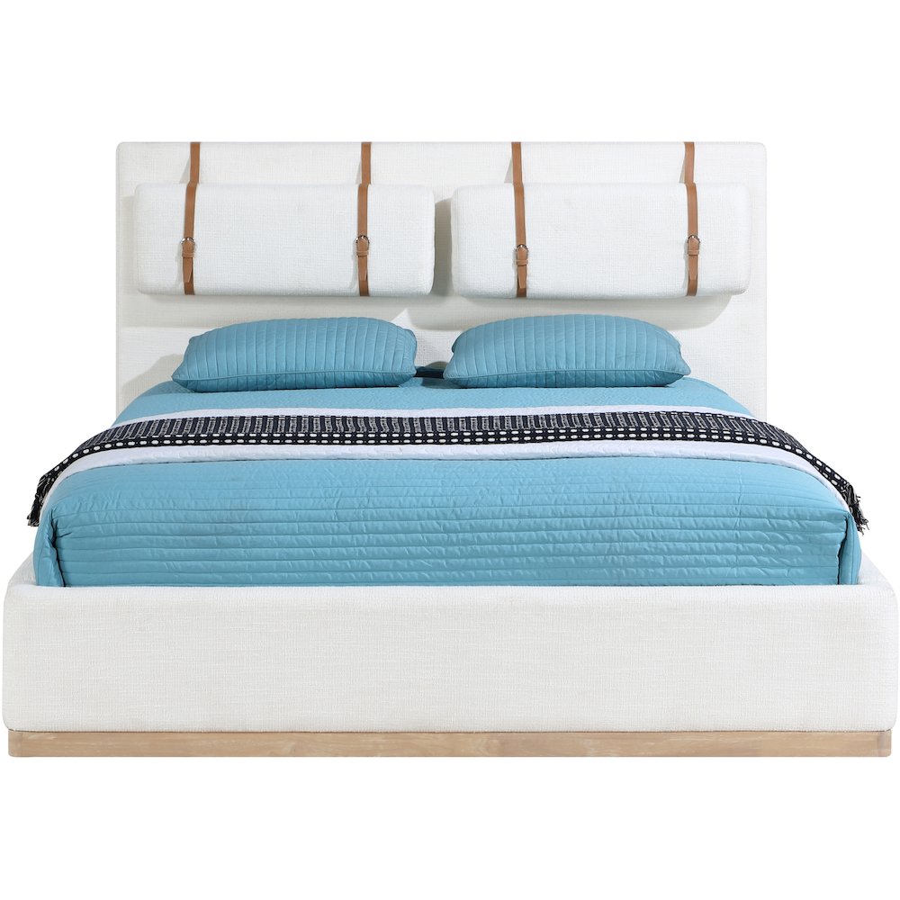 Bennet Cream Linen Textured Fabric Upholstered Full Bed
