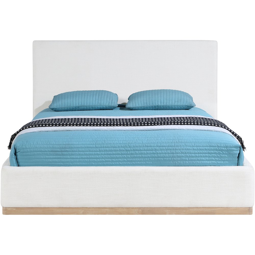 Bennet Cream Linen Textured Fabric Upholstered Full Bed