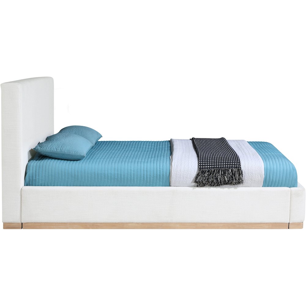 Bennet Cream Linen Textured Fabric Upholstered Full Bed