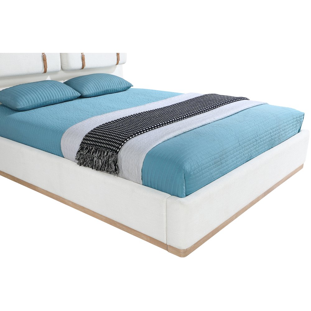 Bennet Cream Linen Textured Fabric Upholstered King Bed