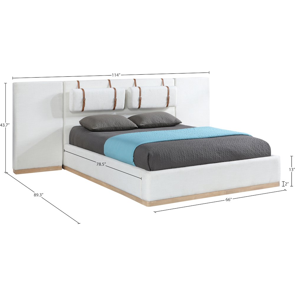 Bennet Cream Linen Textured Fabric Upholstered Queen Bed