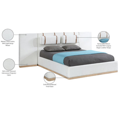 Bennet Cream Linen Textured Fabric Upholstered Queen Bed