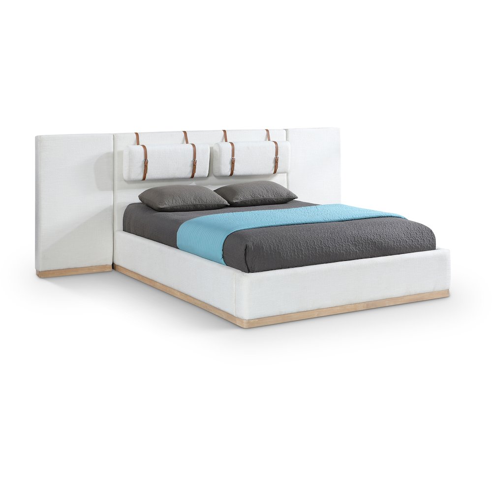 Bennet Cream Linen Textured Fabric Upholstered Queen Bed
