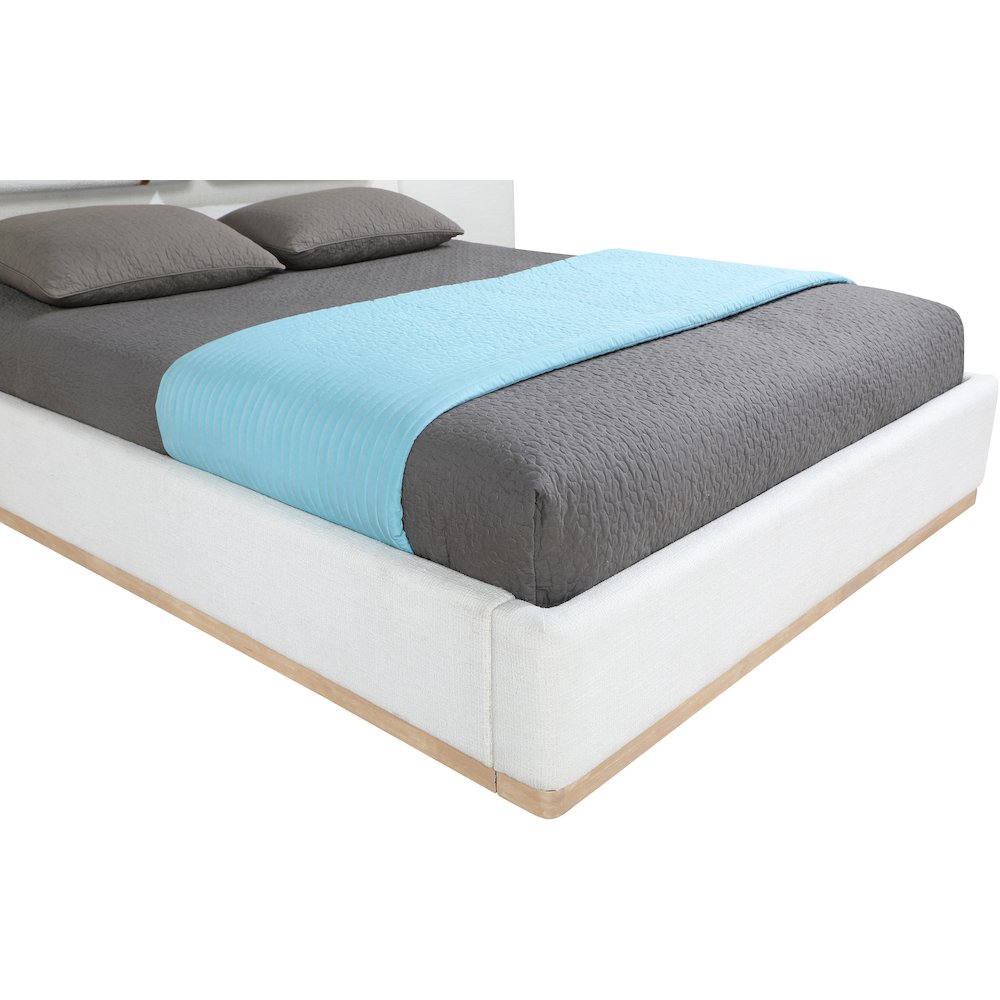 Bennet Cream Linen Textured Fabric Upholstered Queen Bed