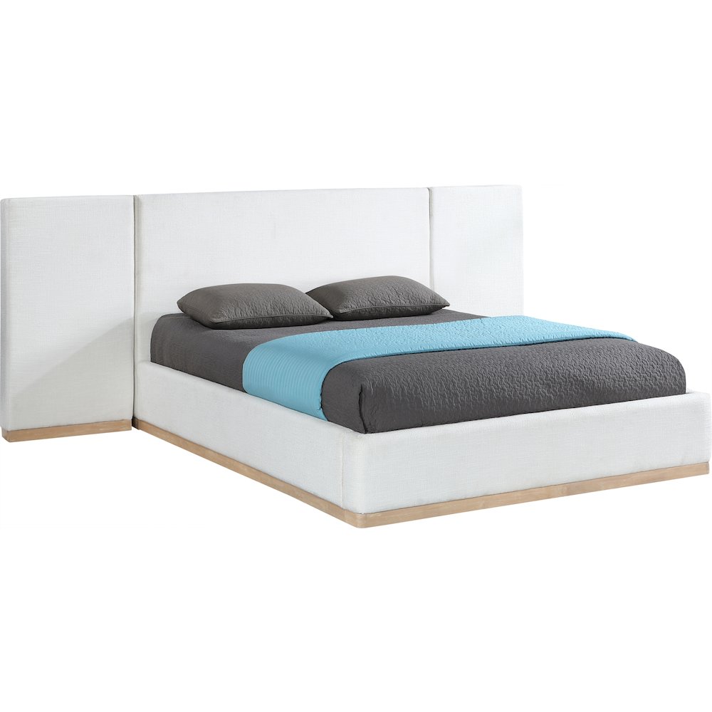 Bennet Cream Linen Textured Fabric Upholstered Queen Bed