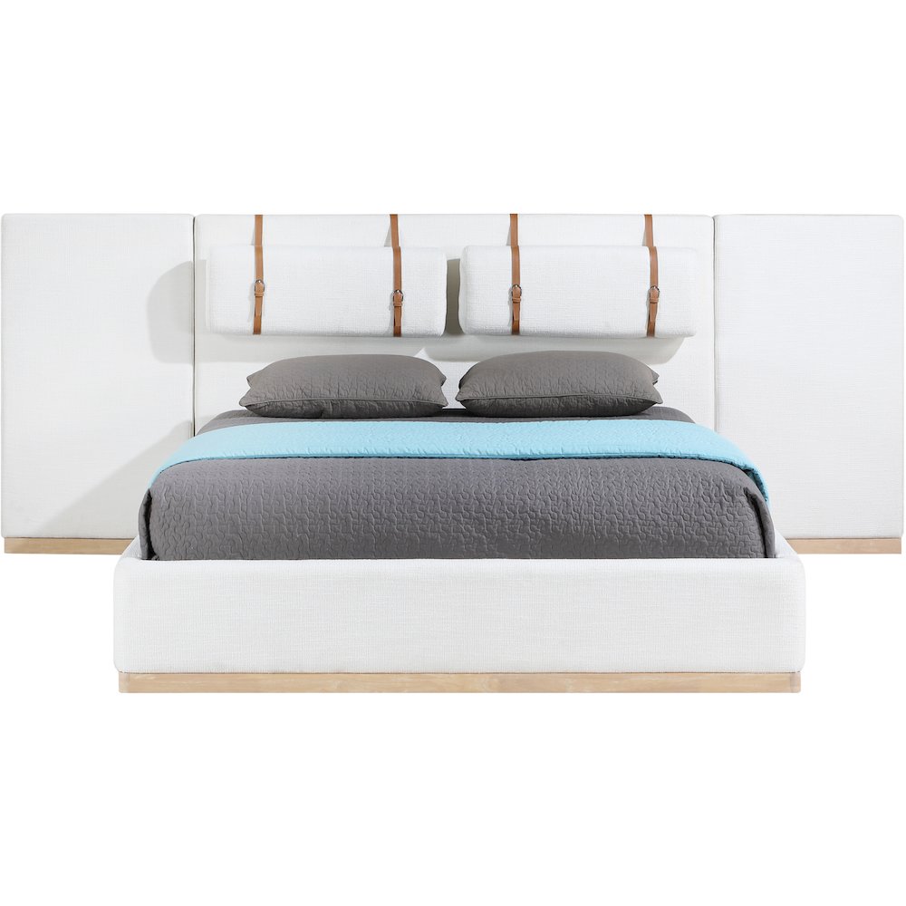 Bennet Cream Linen Textured Fabric Upholstered Queen Bed