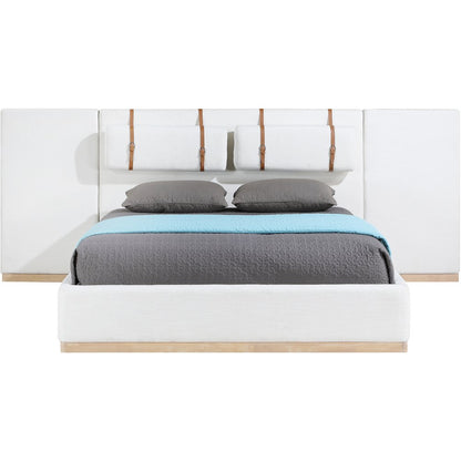 Bennet Cream Linen Textured Fabric Upholstered Queen Bed