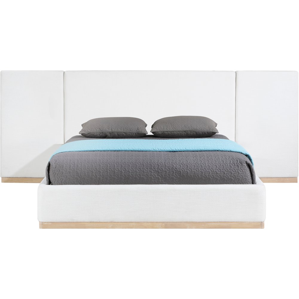 Bennet Cream Linen Textured Fabric Upholstered Queen Bed