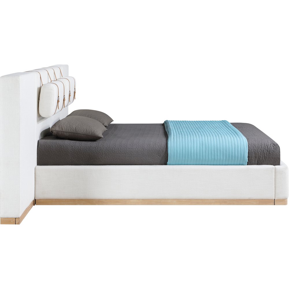 Bennet Cream Linen Textured Fabric Upholstered Queen Bed