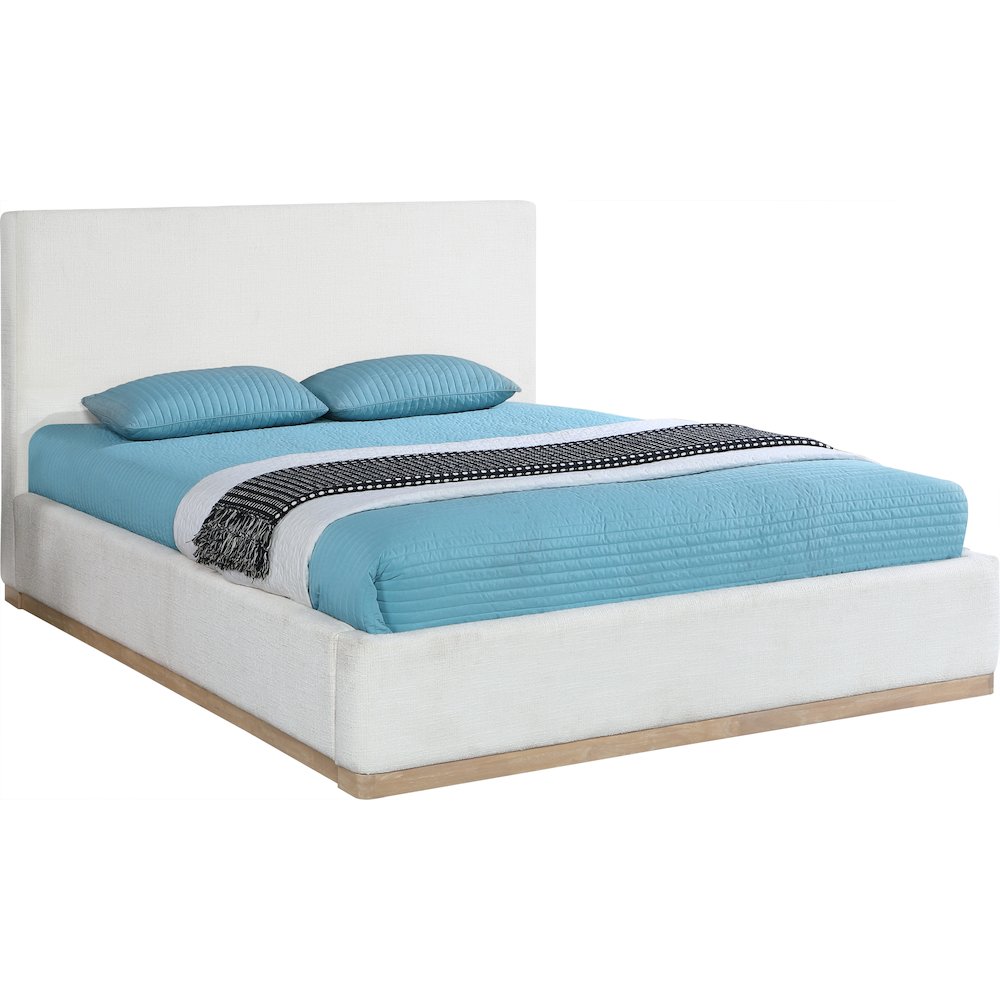 Bennet Cream Linen Textured Fabric Upholstered Queen Bed