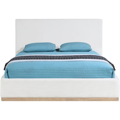 Bennet Cream Linen Textured Fabric Upholstered Queen Bed