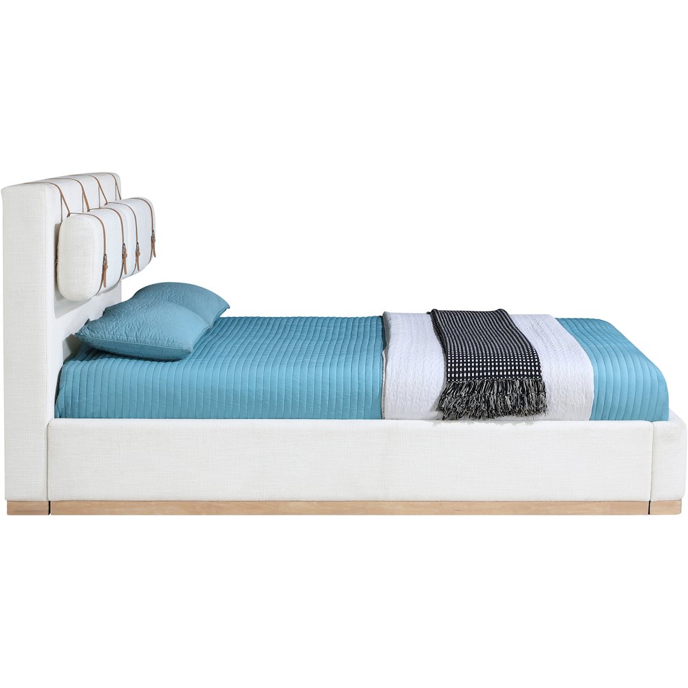 Bennet Cream Linen Textured Fabric Upholstered Queen Bed