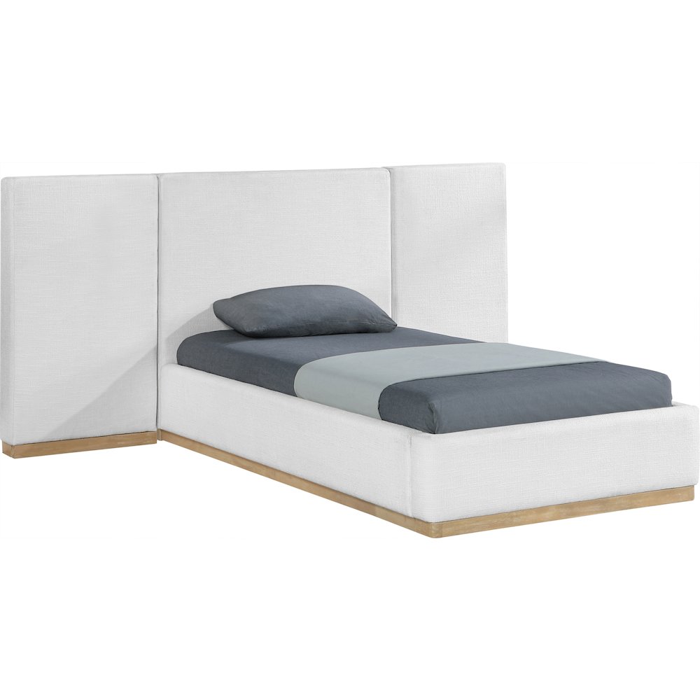 Bennet Cream Linen Textured Fabric Upholstered Twin Bed