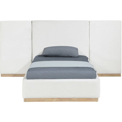 Bennet Cream Linen Textured Fabric Upholstered Twin Bed