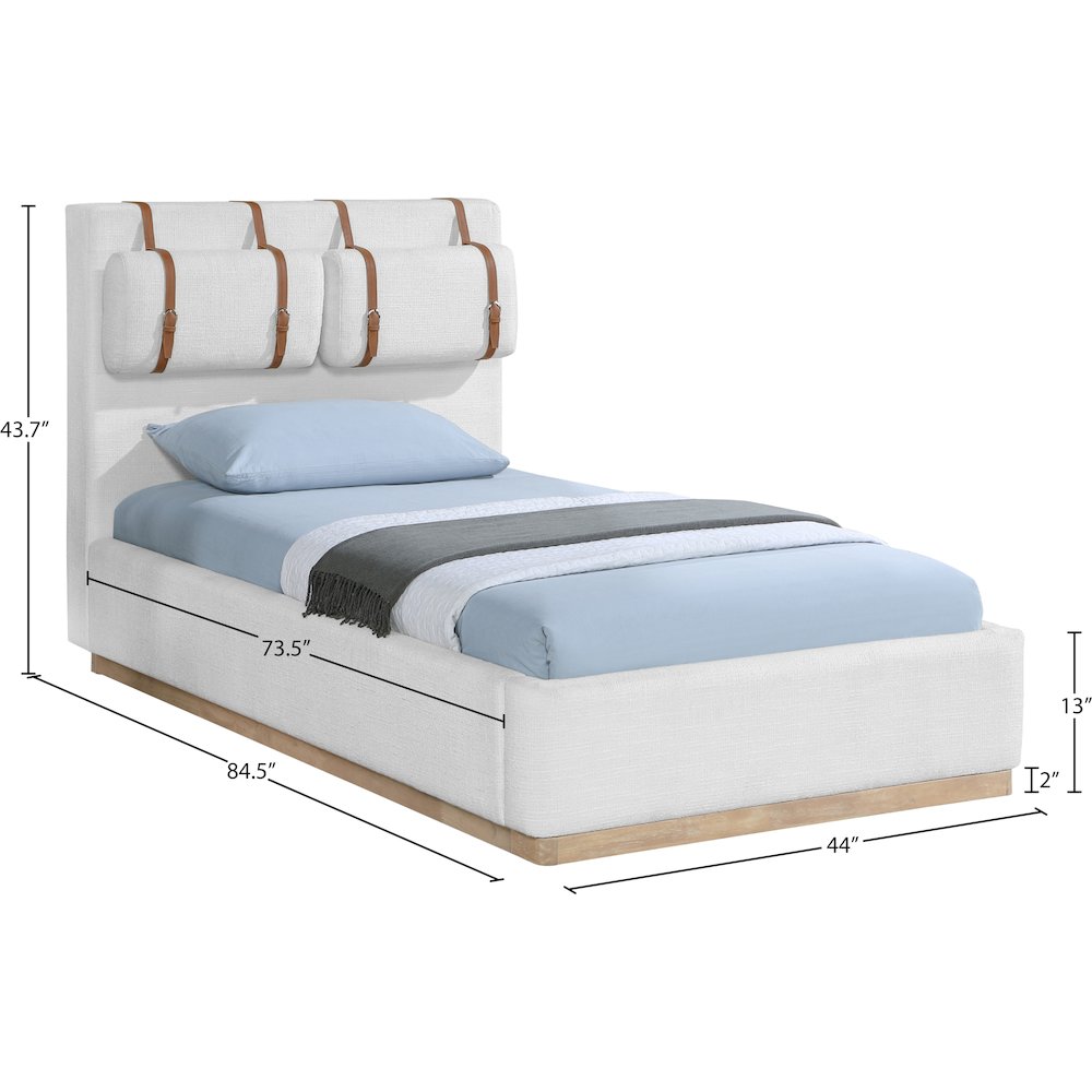 Bennet Cream Linen Textured Fabric Upholstered Twin Bed