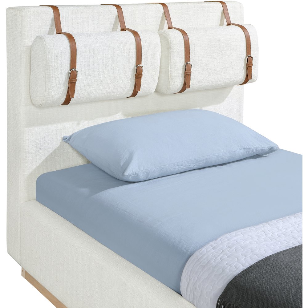 Bennet Cream Linen Textured Fabric Upholstered Twin Bed