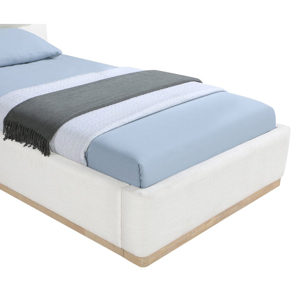 Bennet Cream Linen Textured Fabric Upholstered Twin Bed