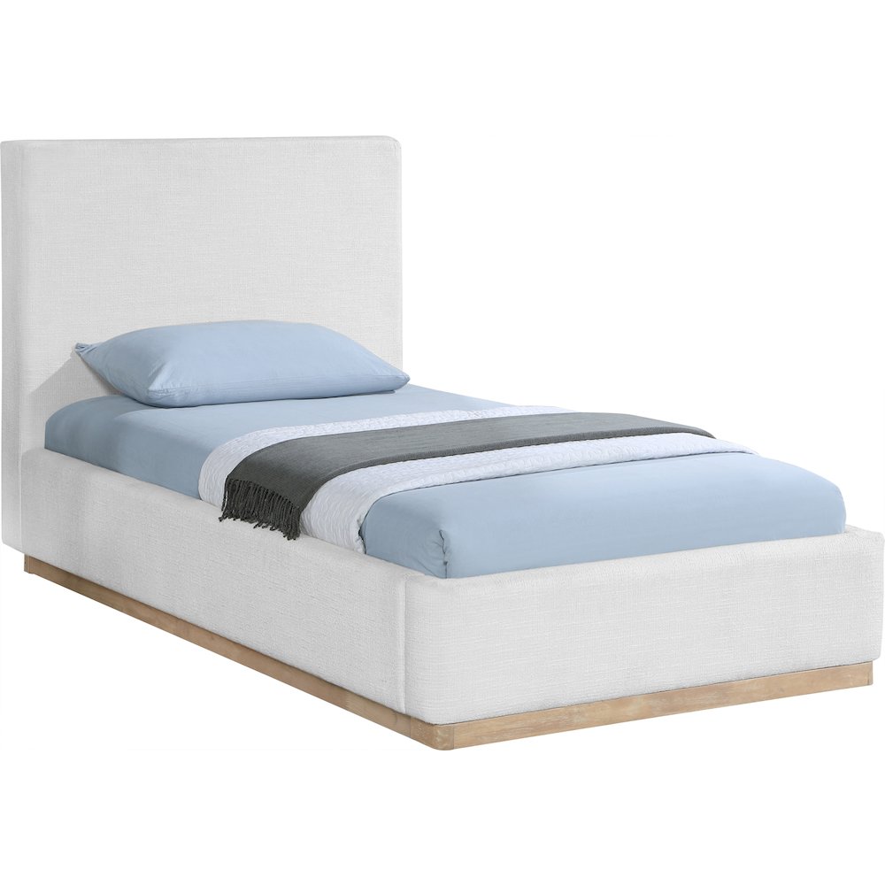Bennet Cream Linen Textured Fabric Upholstered Twin Bed